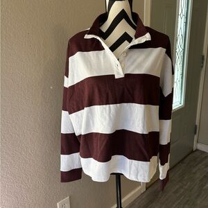 Antigua Maroon and White Polo Shirt